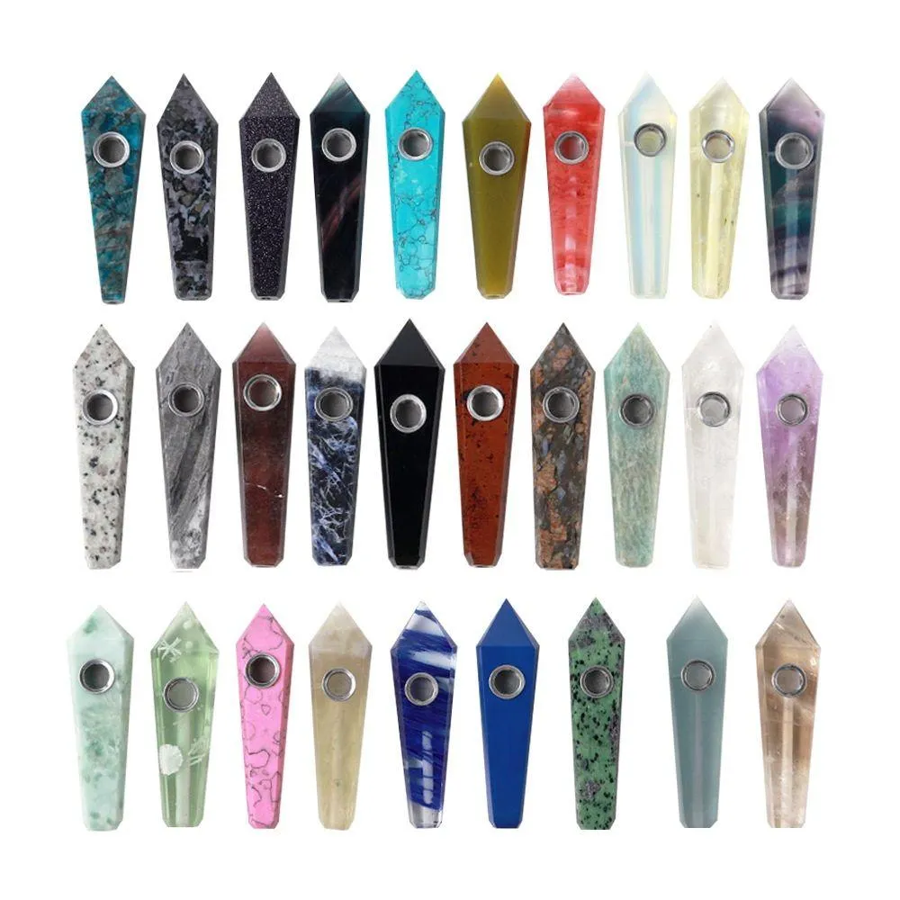 Smoking Pipes Natural Crystal Pipe Gemstone Healing Tower Point Tobacco 45 Colors For Options Drop Delivery Home Garden Household Sund Dhno3