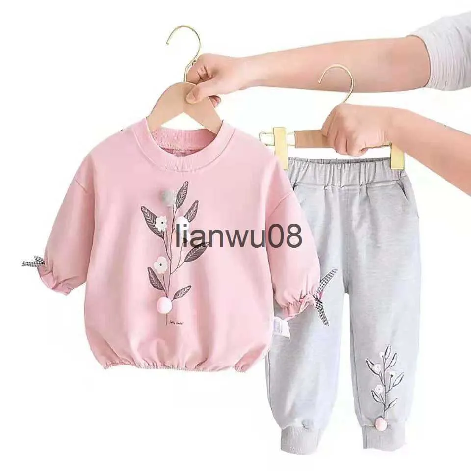 Kledingsets 2 stuks babymeisjeskledingsets herfst winter peuter meisjeskleding kinderen trainingspak voor meisje pak kinderkleding 1 tot 6 jaar x0828