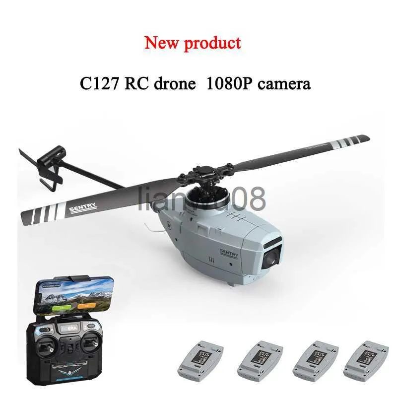 Elettrico/RC Animali C127 Wifi 4ch RC Drone 24GHz Singola Pagaia Senza Alettone Semplice 1080P Grandangolare Fotocamera Elicottero 6 Assi RC Giocattolo x0828