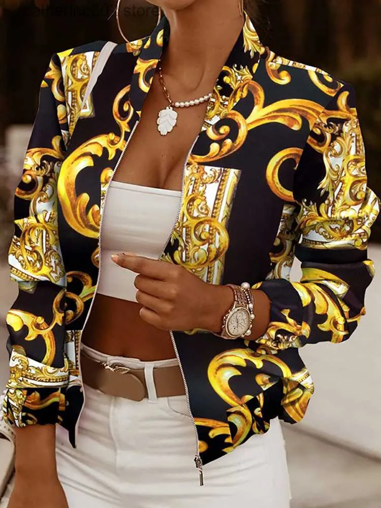 Floral Print Womens Long Sleeve Ladies Summer Jackets Zipper Closure Casual Pocket Slim Fit Spring Summer Fashion Outwear Plus Size From Catherine002 4.39 DHgate.Com