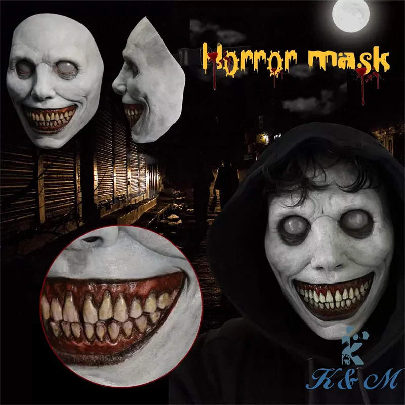 Nouveau Arival vente chaude effrayant Halloween masque souriant démons horreur masques visage le mal Cosplay accessoires fête mascarade émulsion jouets