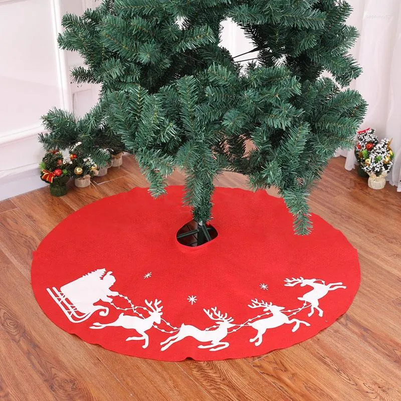 크리스마스 장식 5 PCS/로트 100cm 레드 폴리 에스테르 트리 스커트 산타 라이드 Xmas Chrismas 장식 2023 falda para arbol de navidad