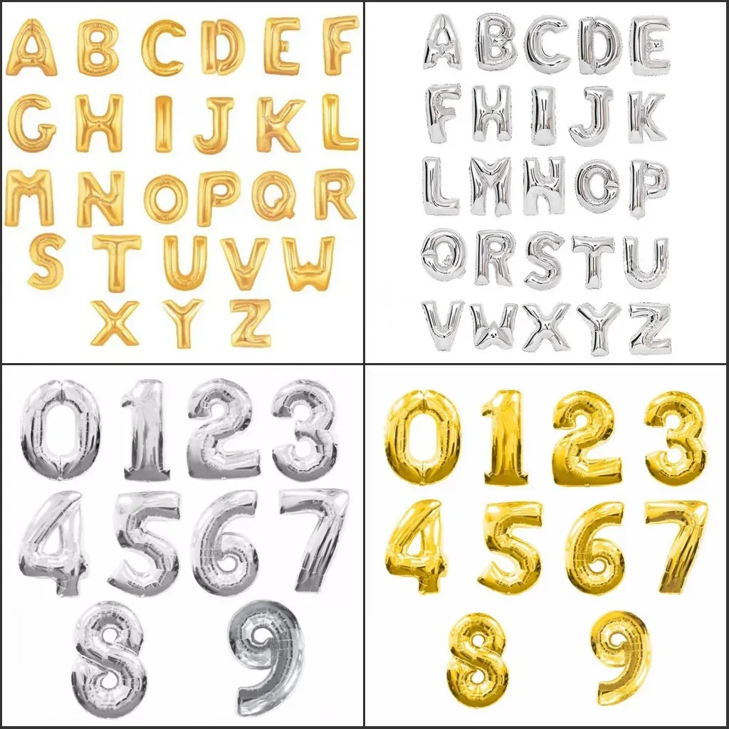 Mini Letter Metallic Sticker Gold Sliver Alphabet Number 0-9