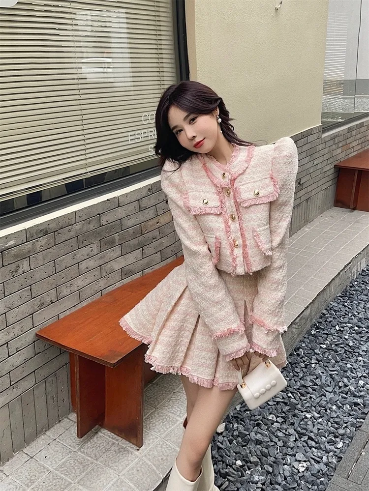 お手頃価格 Outfits Piece DHgate.com:2 Skirt Set Tweed Chic - Top and バーベキュー・調理用品