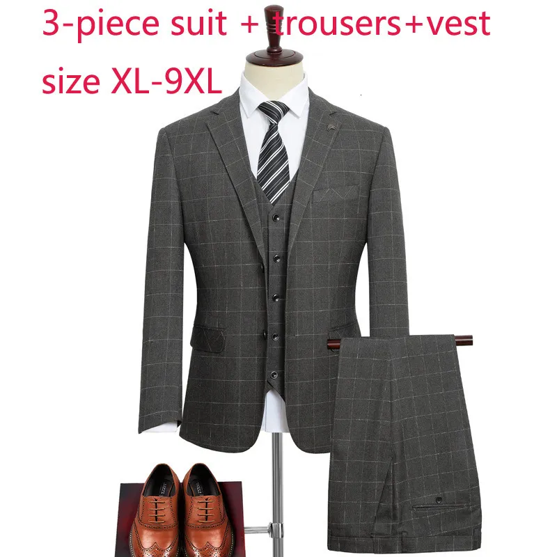 Suits Men Suits Przyjazd moda Super duże mężczyzny Trzyczęściowa sukienka płacona prosta formalna męska ślub plus size xl 3x4xl5xl6xl7xl8xl9xl 230828