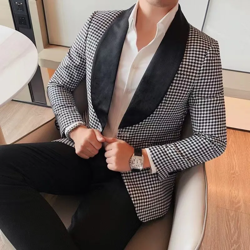 Designer-Blazer, einreihig, vollständig bedruckt, Herren-Blazer, modisch, schmal geschnitten, lässig, Herren-Blazer, M-4XL