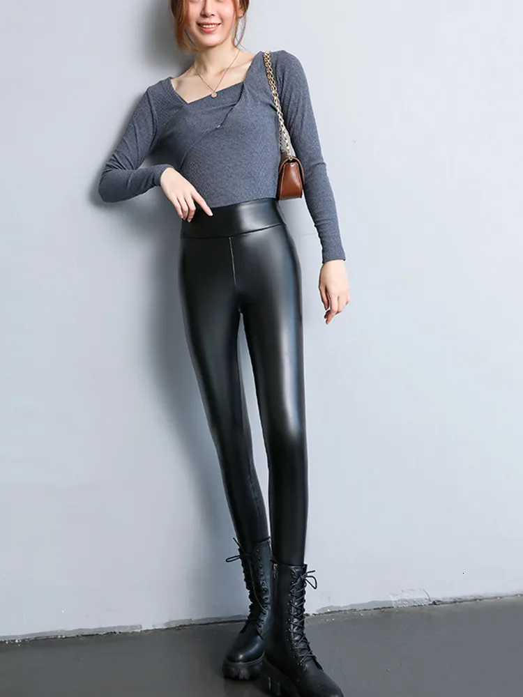 Korean Fashion High Waist Faux Leather Leather Leggings Instagram