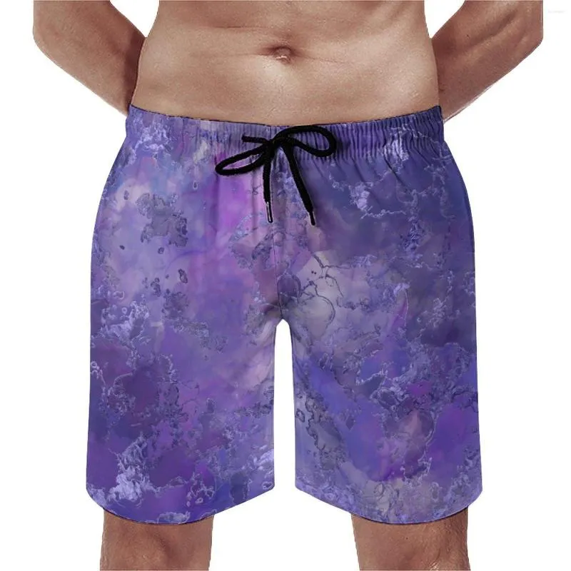 Pantaloncini da uomo Inchiostro marmorizzato Palestra Vetro colorato Stampa Simpatici pantaloni corti da spiaggia Hawaii Design Surf Costume da bagno ad asciugatura rapida Regalo di compleanno