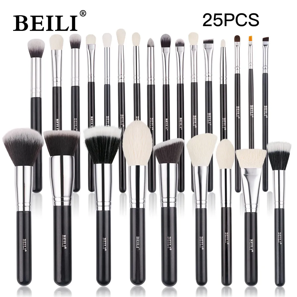 Make-up gereedschap BEILI Zwart Geitenhaar Professionele Penselen Set Foundation Concealer Oogschaduw Blending Make Up Brush brochas maquillaje 230828