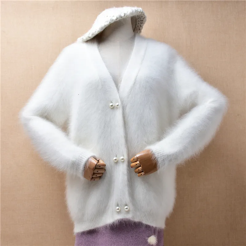 Save Big on Bulk Womens Mink Fur Coats Angora Sweaters For Women, Plush V  Neck Cardigan: Ladies' Winter Knitted Jacket With Mink Like Fur Detail,