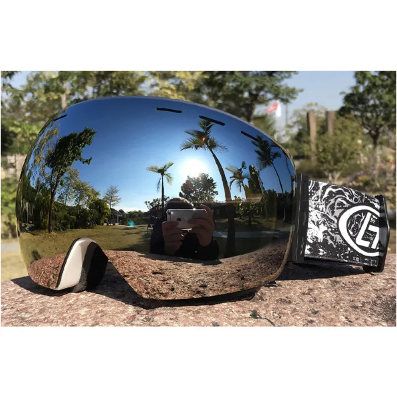 Skidglasögon Snap-On Double Layer Lens PC Skiing Anti-dim UV400 Snowboard Goggles Män Kvinnor Skid Eyewear Case 230828