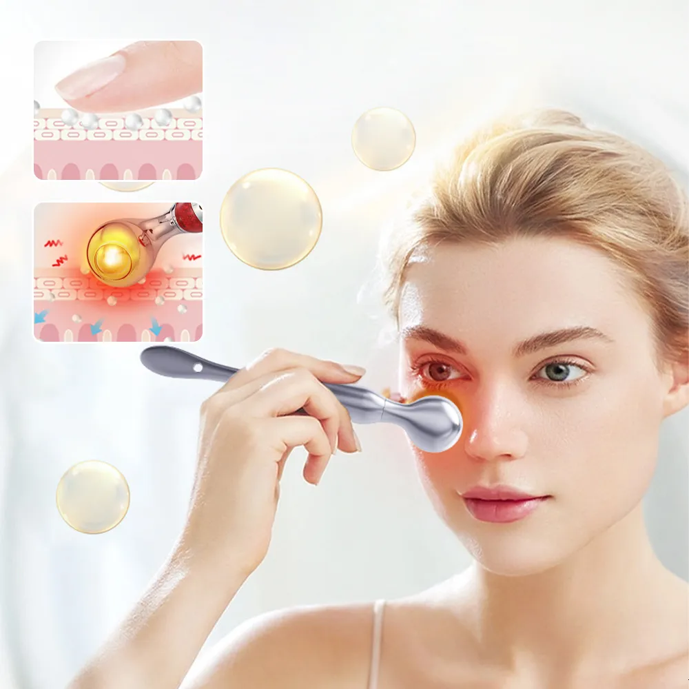 Dispositifs de soins du visage Dispositif de beauté vibrant thermique pour les yeux Anti-âge Lifting de la peau Resserrement Anti-rides Réparation de la lumière rouge Rajeunissement 230828