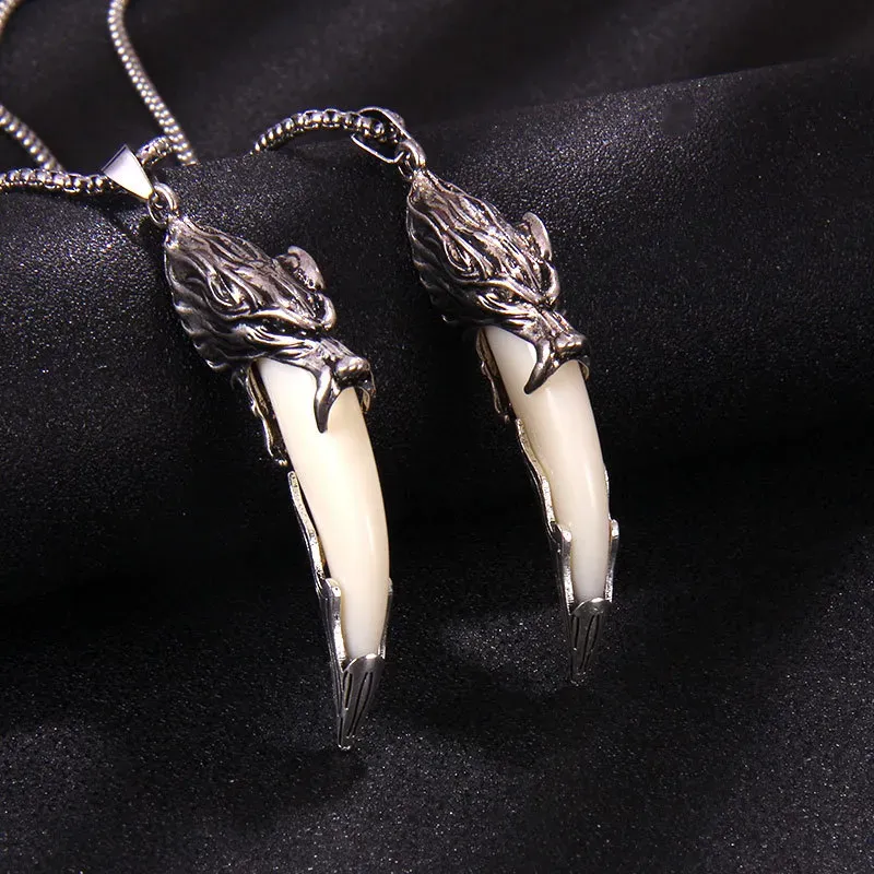 Fashion Wolf Tooth Necklace For Men Long Chain Vintage Jewelry Gift3152908