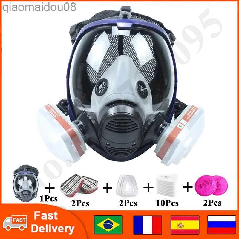 Vêtements de protection Masque chimique 6800 7 en 1 Masque à gaz Respirateur anti-poussière Peinture Pesticide Spray Silicone Filtres complets pour le soudage en laboratoire HKD230826