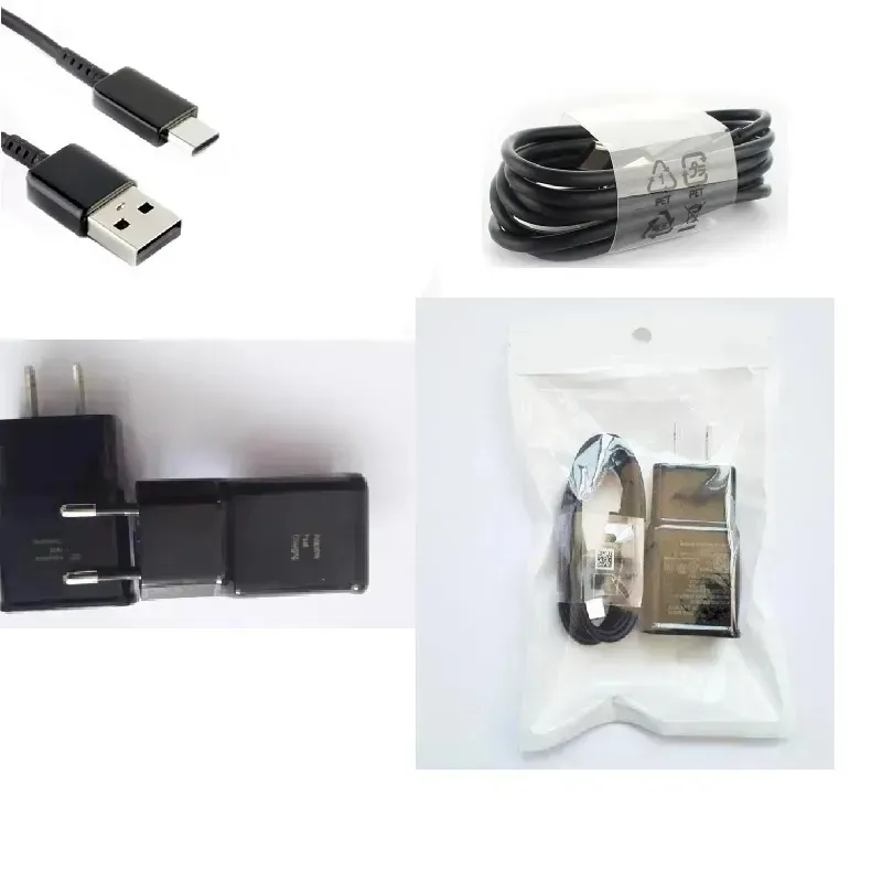 S6 S8 OEM-ORIGINAL Väggladdare Adapter USB Adaptiv Fast Charging Charger med typ C-kabelkabel för S6 S8 S10 9V 1.67A 5V 2A EU US Plug Travel Home Wall Power Adapter