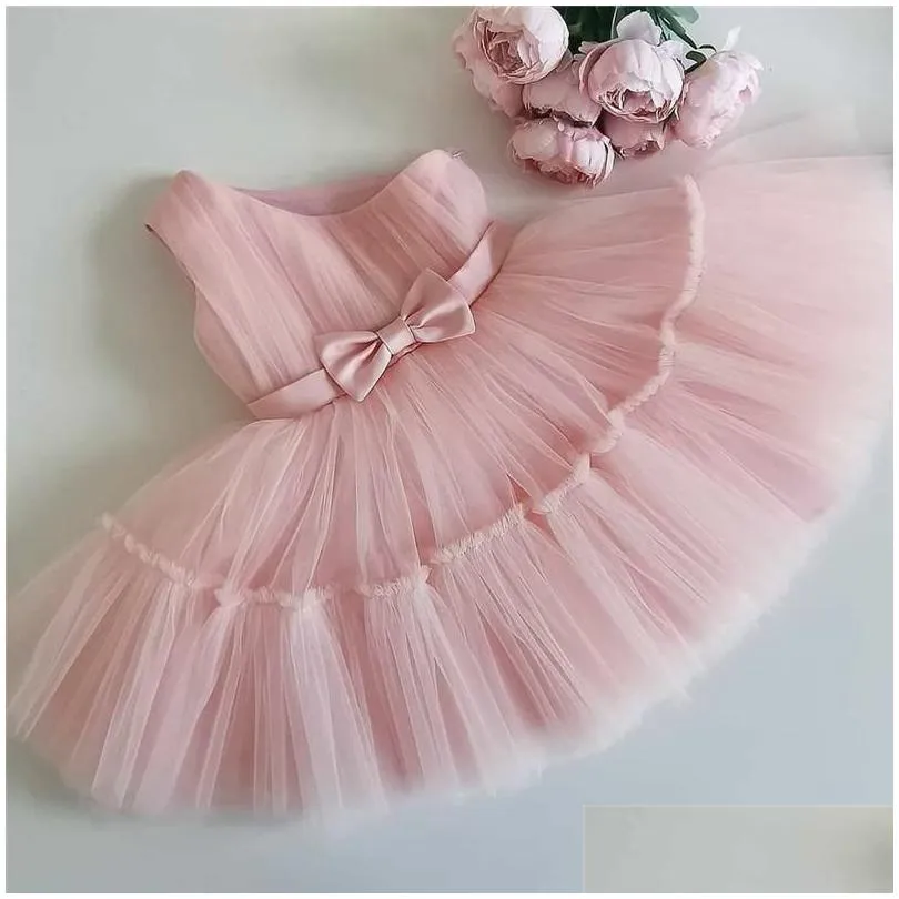 Girl'S Dresses Girls Princess Baby Dress For Born Tle Tutu 1St Birthday Christening Gown Infant Toddler 1 2 Year Baptism Party Drop Dha5C