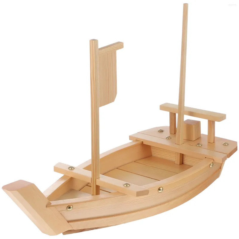 Ensembles de vaisselle Ustensiles en bois pour manger un bateau à sushi Plateau de style japonais Belle vaisselle Assiette à la maison Présentoir en bois Servant un plat Sashimi