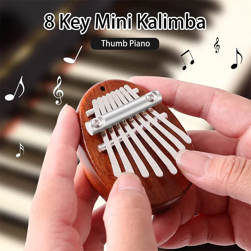 Wooden Children 8 Keys Mini Caliba Piano Finger Thumb Piano Accessories Hangings Exquisite Ornaments Christmas Gifts For Children Adult Beginners DHL