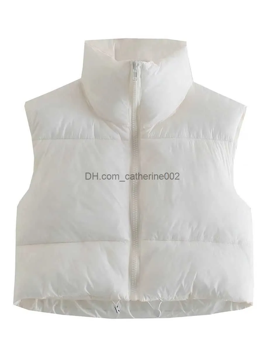 Hirigin Womens Winter Crop Vest Lightweight And Warm Outerwear For Women With Zip Up Stand