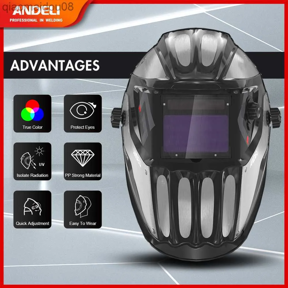 Schutzkleidung ANDELI Solar-Schweißmaske mit automatischer Verdunkelung, automatischer Schweißerhelm, Lichtfilter, Brillenhaube für WIG/MIG/CUT/MMA-Schweißgerät HKD230826