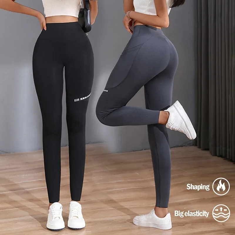 Leggings pour femmes solides sans couture avec poche femmes collants d'entraînement doux tenues de fitness pantalons de yoga taille haute vêtements de sport spandex 230828