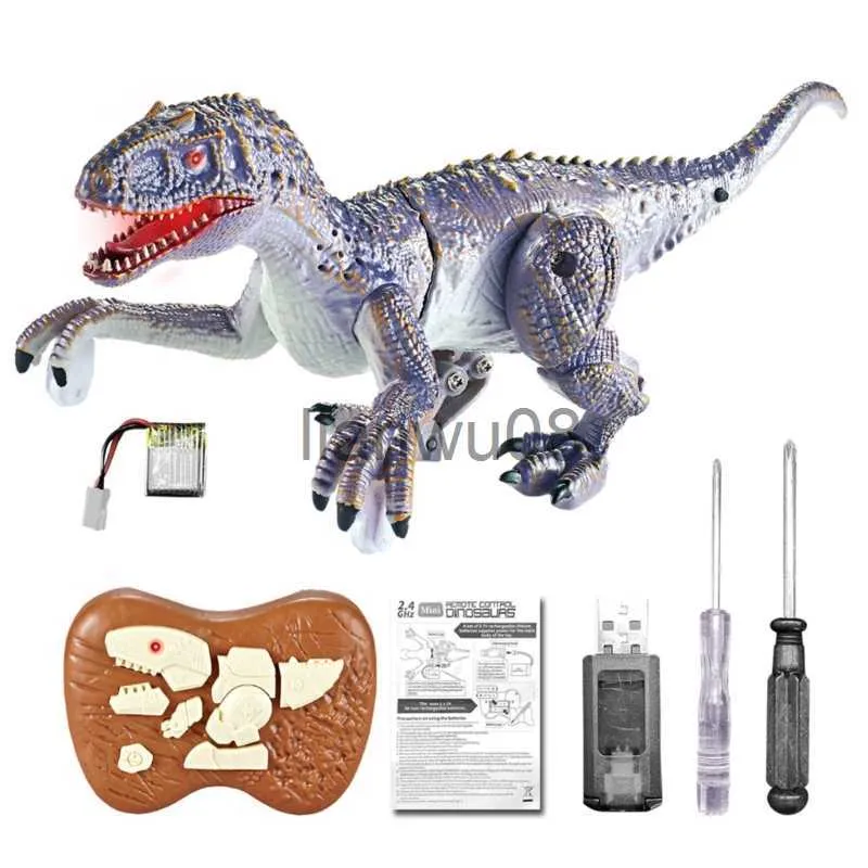 Animaux électriques / RC Jouet de dinosaure électrique Simulation RC Dino Marche VelociRaptor Roaring Télécommande Dinosaure Jouet Enfant Cadeau d'anniversaire x0828