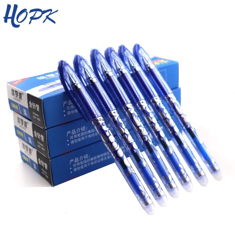 Stylos à bille 12 pièces/boîte ensemble de stylos effaçables de luxe 0.5mm stylo à bille à encre bleue noire pour fournitures scolaires étudiant écriture examen papeterie stylos 230827