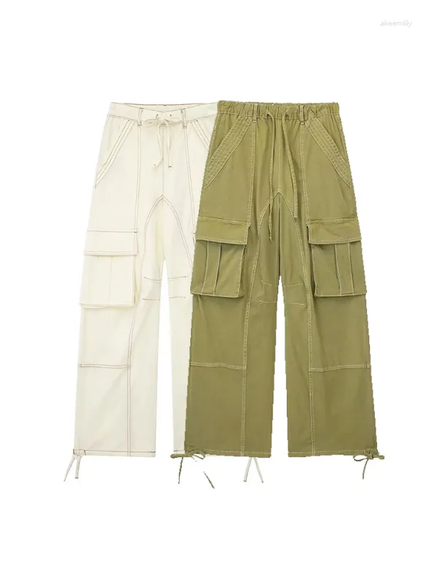 Pantalon femme Y2K Cargo taille haute, pantalon de survêtement avec cordon de serrage, jambes larges, Baggy, Streetwear d'été