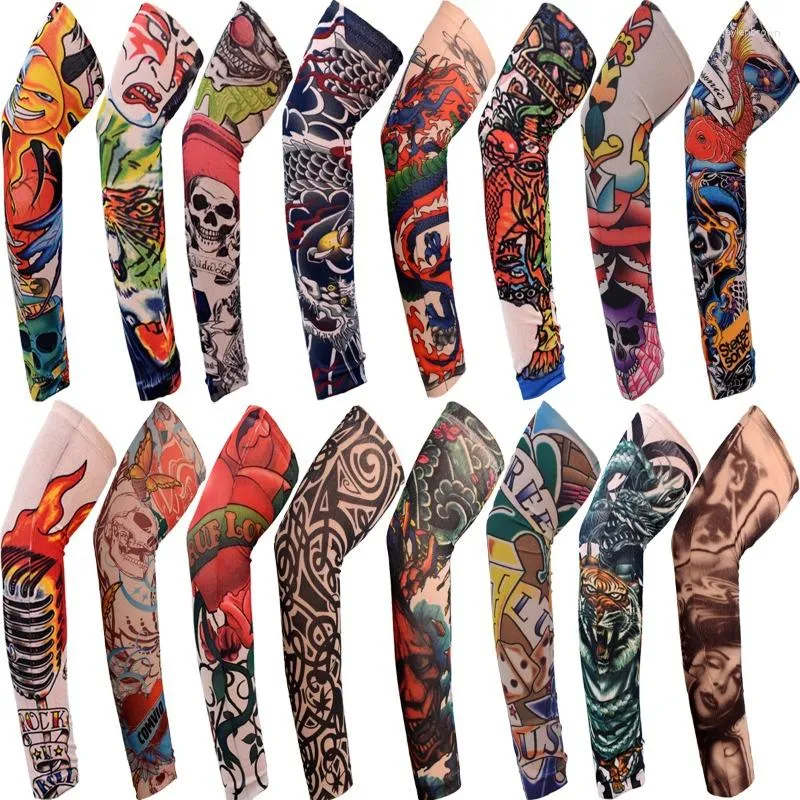 Bandanas 1PC Street Tattoo Arm Sleeves Sun UV Protection Cover Seamless Outdoor Riding Sunscreen Glover For Men Women