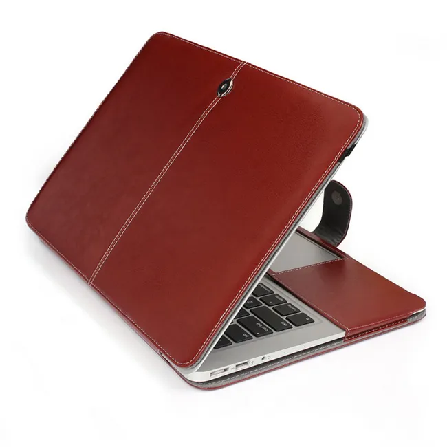 Business Leather Smart Holster Protective Sleeve Bag Case Cover för ny MacBook Air Pro Retina 11.6 12 13.3 15.4 tum Laptop Protector Bag