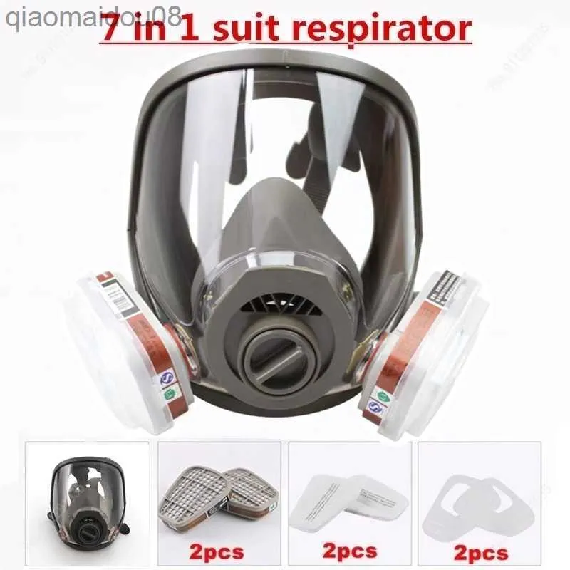 Vêtements de protection Combinaison de masques 6800 à 3 interfaces Filtre 6001/SJL Avec filtre en coton 5N11 / Boîte de filtre 501 Masque à gaz respiratoire HKD230826