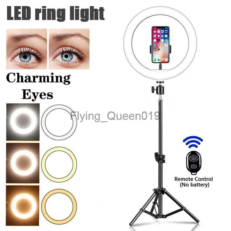 26cm LED Selfie Ring Lighting Photographique LED Selfie Ring Lampe USB Lumière de remplissage à distance pour Tiktok Youtube Vidéo en direct avec trépied HKD230828