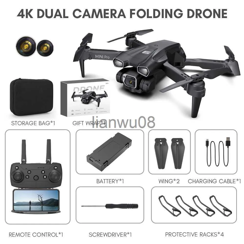 Animaux électriques / RC H66 RC Drone 4K Caméra HD Wifi FPV Photographie Pliable Quadcopter Professionnel Évitement d'obstacles Selfie Drones Jouets pour Garçons x0828