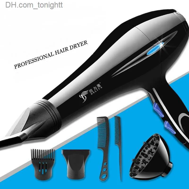 Professionell hårtork Strong Power Quick Dry Barber Salon Styling Tools Hot Cold Air 5 Speed ​​Justering Hair Electric Blower Q230829