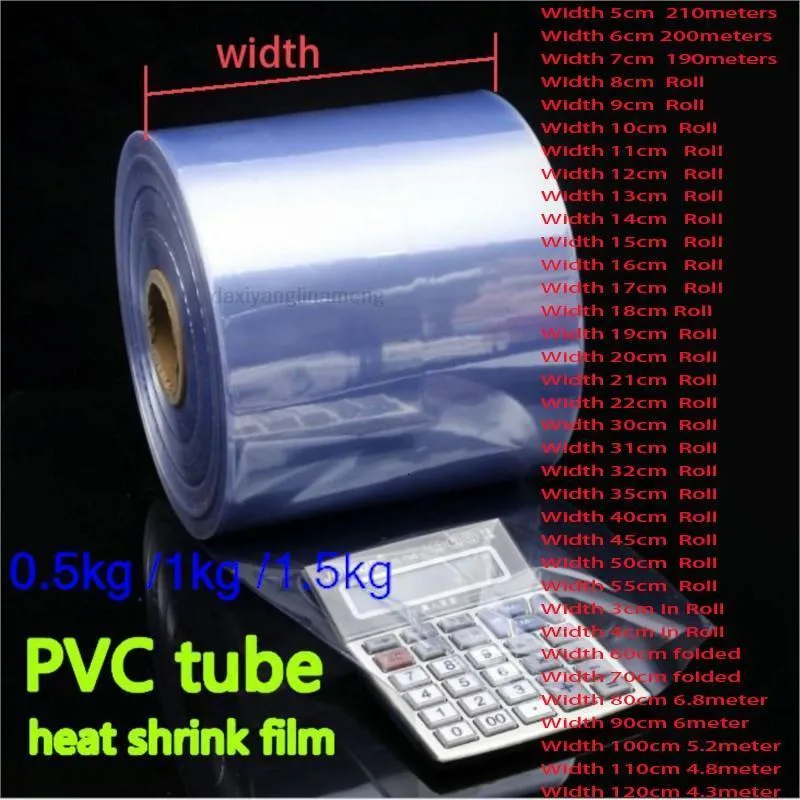 Gift Wrap 0.5-1.5kg PVC Heat Shrinkable Continue Pipe Clear Film DIY Shrink Wrap Packaging Tube Plastic Pack Box Bottle Jar GIFTS JOY 230828