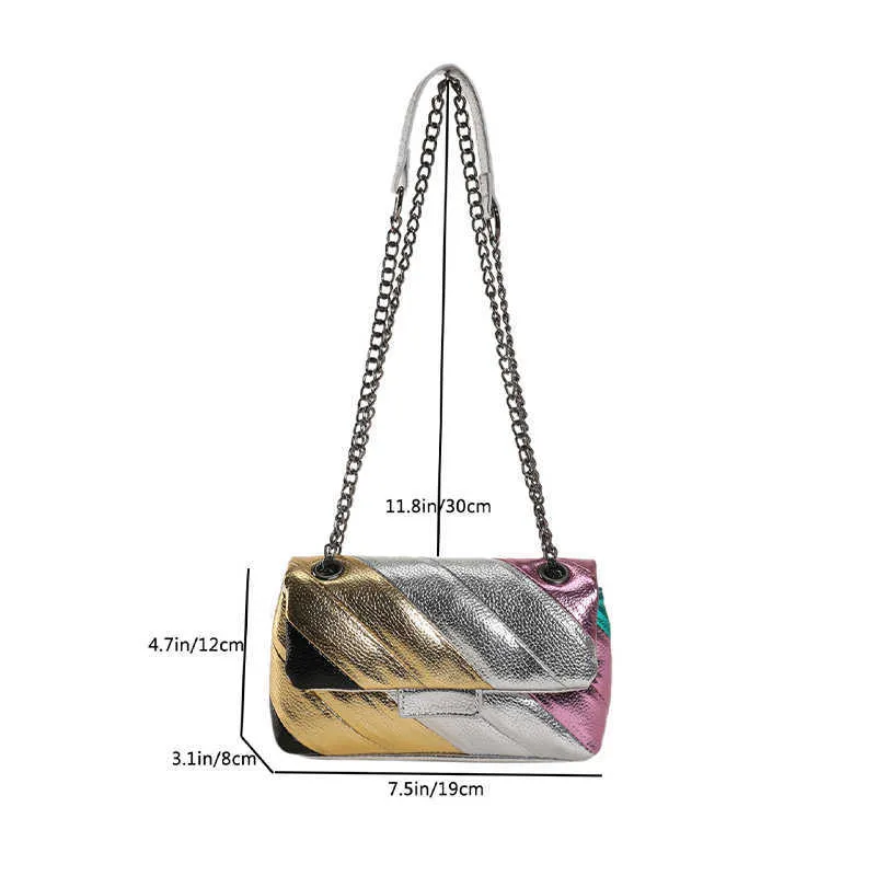 Rainbow Stitching Mini Crossbody Large Silver Evening Bag Rainbow Stitching Mini Crossbody Large Silver Evening Bag