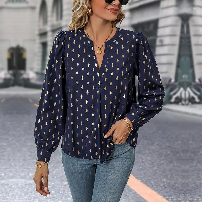 Vrouwen Blouses Plaid Zomer 2023 Losse Lange Mouwen Dames Tops V-halzen Kleding Prints Vintage Shirts YCMYUNYAN