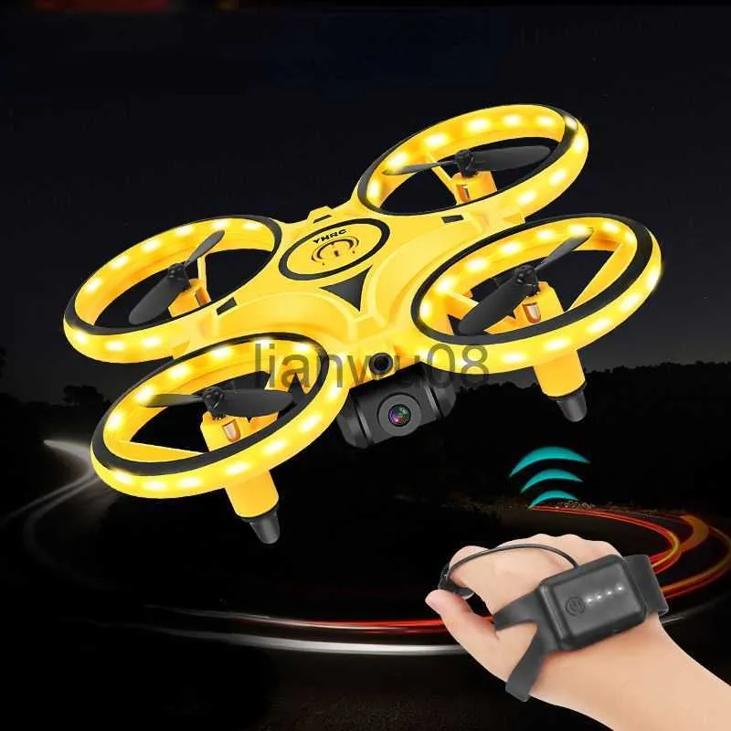 Electric/RC Animals 2022New RC Mini Quadcopter Induktion Drone Smart Watch Remote Sensing Gest Aircraft UFO Hand Control Drone Altitude Hold Kids X0828