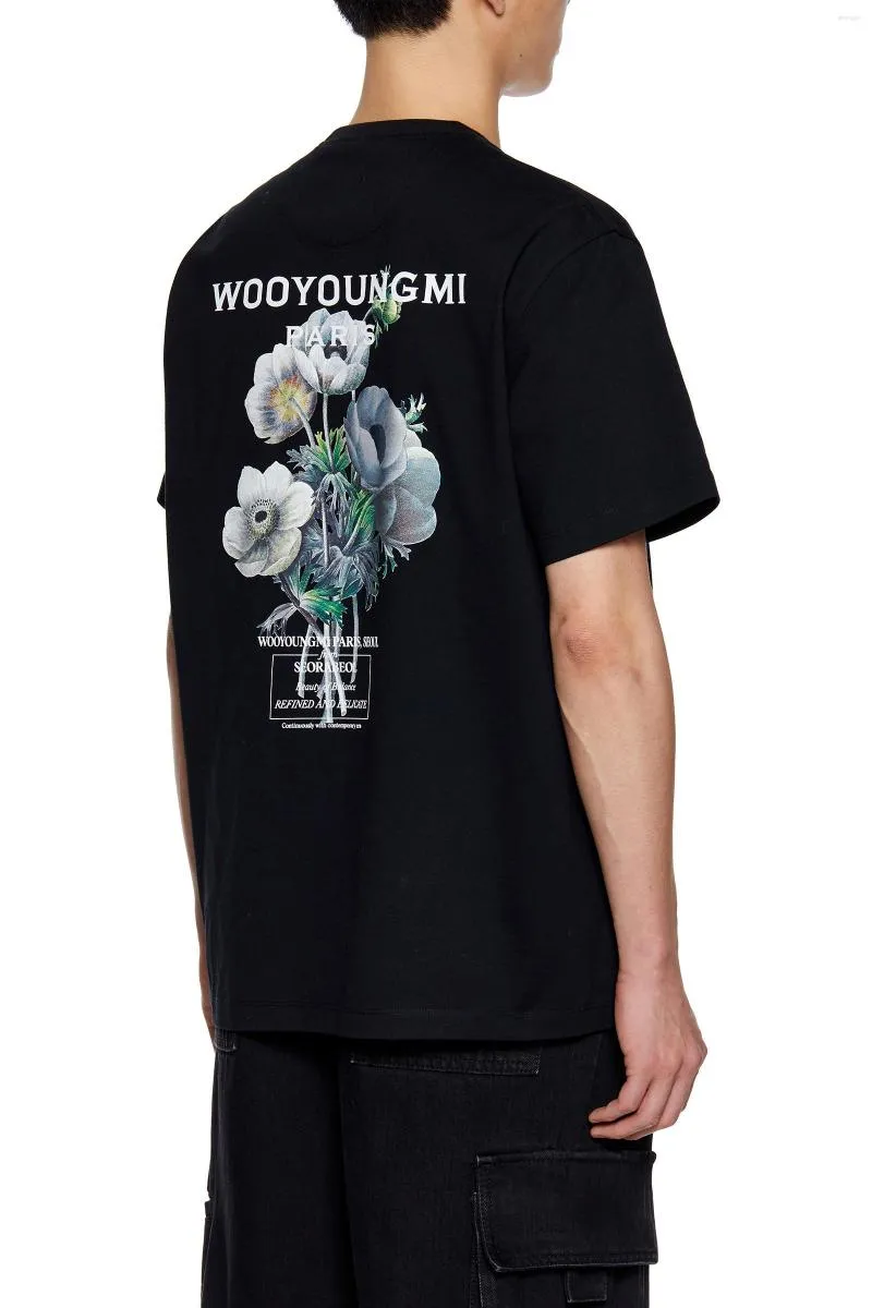 Herr t-skjortor wooyoungmi kort ärm tee koreansk stil t-shirt lyx designer skjorta kvinnor wym märke mode blomma tryck sommar lös