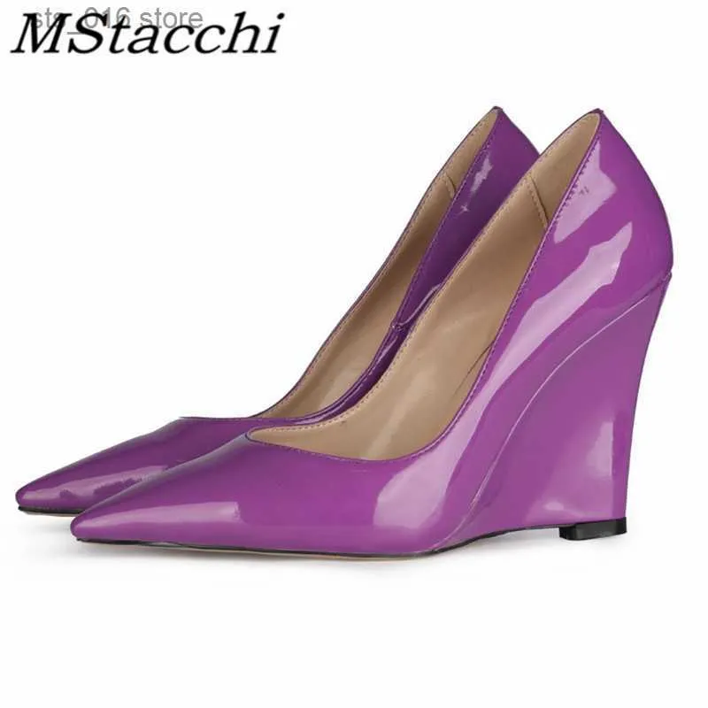 MStacchi Spring Candy Ladies Wedges Colors Woman Dress Elegant Office Casual High Heels Shoes Mujer 10 CM Pumps Big Size 34-45 T230828 897
