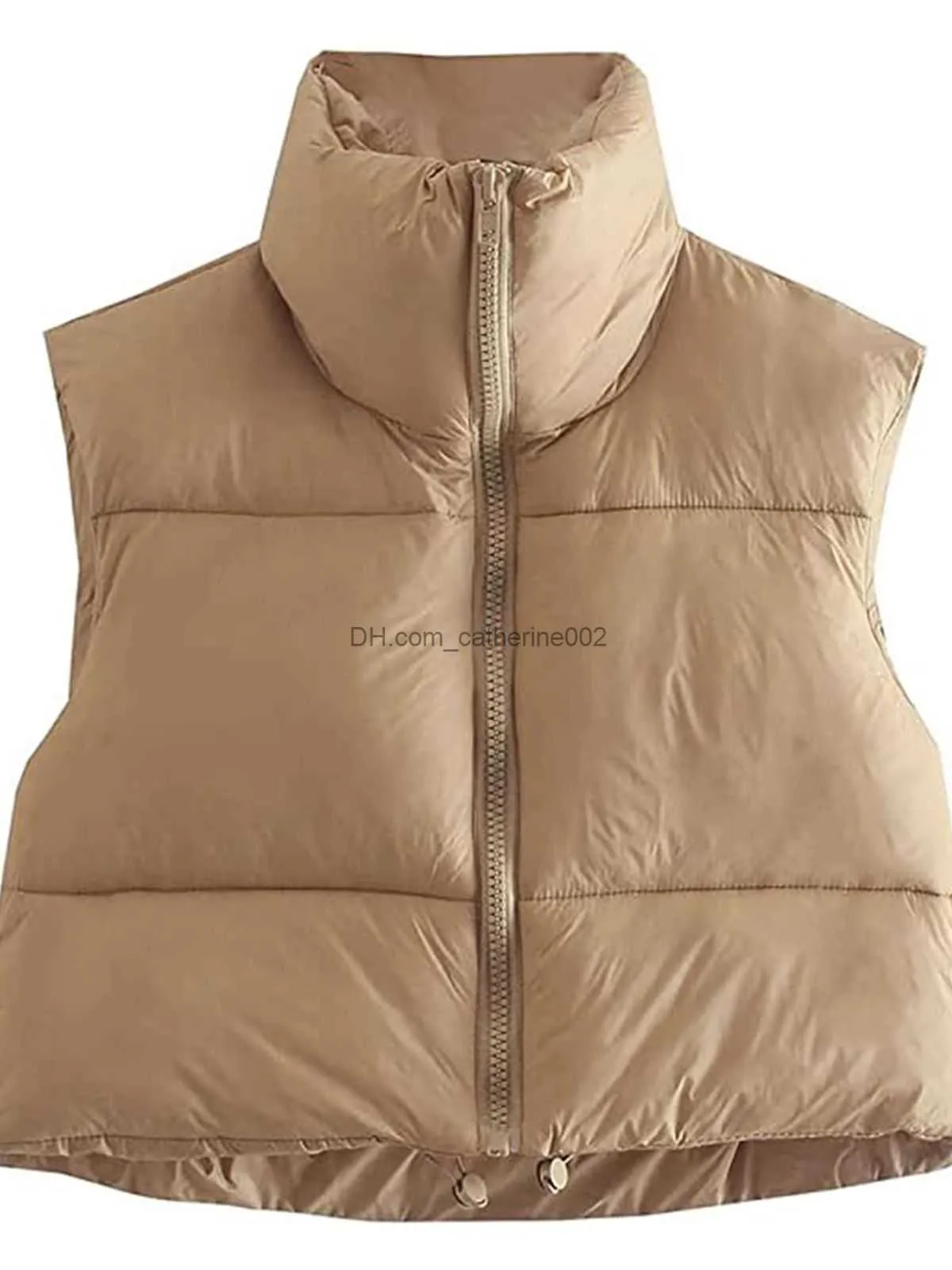 Hirigin Womens Winter Crop Vest Lightweight And Warm Outerwear For Women With Zip Up Stand