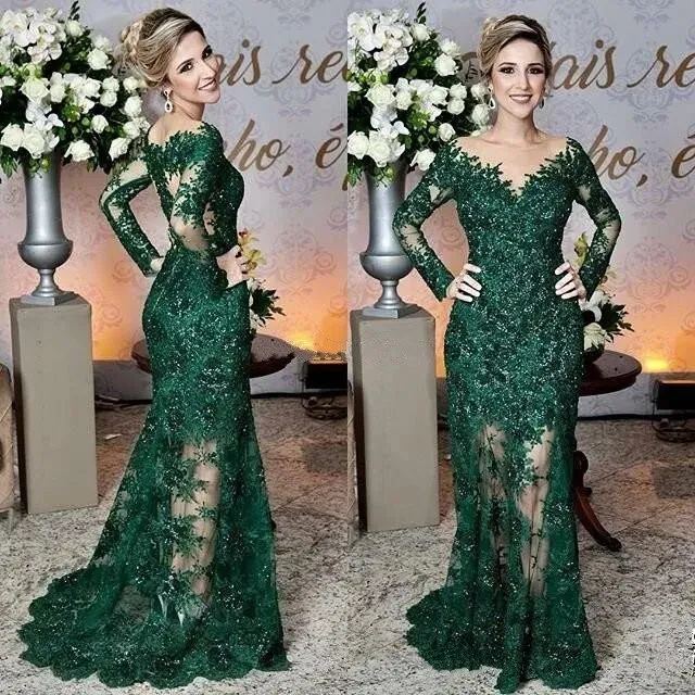 Robe De bal sirène vert Olive, sans manches, avec des Appliques De paillettes, robe mère De la mariée, Sexy, personnalisée pour femmes, robe De Gala