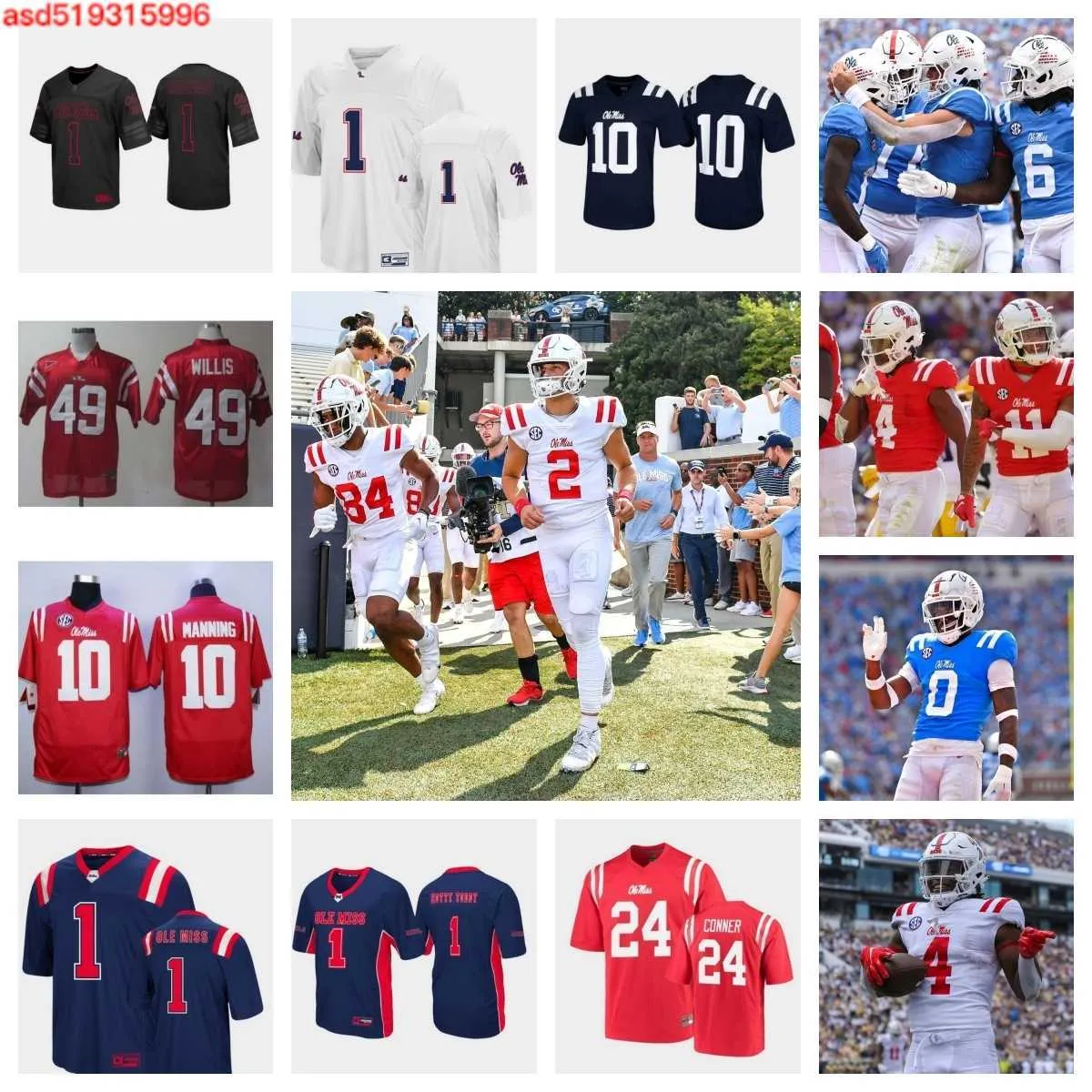 2023 Ole Miss Rebels Football Jersey 4 Suntarine Perkins 7 Walker Howard 2 Jaxson Dart 90 Stephon Wynn Jr. 1 Ayden Williams 51 Zxavian Harris 21 Kedrick Reescano