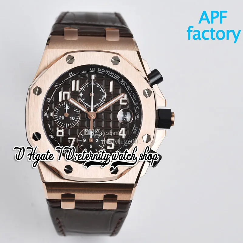 APF 42mm 2647 A3126 Automatic Chronograph Mens Watch Rose Gold steel Case Coffee Textured Dial Leather Super Edition eternity Watches Strap Exclusive Technology