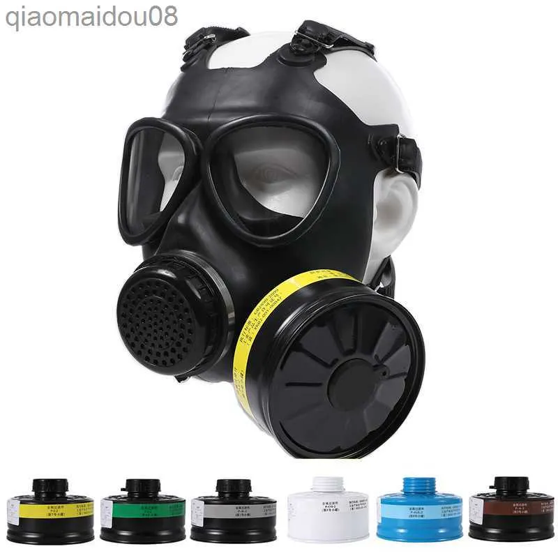 Schutzkleidung Gasmaske Vollgesichts-Atemschutzgerät Chemischer Gasfilter Kanister Lackierspray Pestizid Naturkautschukmaske Fabrikarbeitssicherheit HKD230826