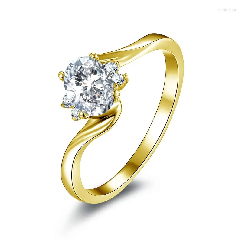 Anelli a grappolo IOGOU Solido oro giallo 10 carati 0,5 ct taglio ovale Moissanite D VVS1 diamante twist gambo fidanzamento per le donne regalo di nozze