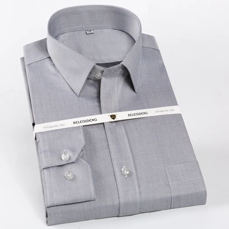 Camisas sociais masculinas Camisas sociais masculinas de ajuste regular resistente a rugas de manga comprida com bolso único 100% algodão Formal Business Classic Tops Camisa 230828