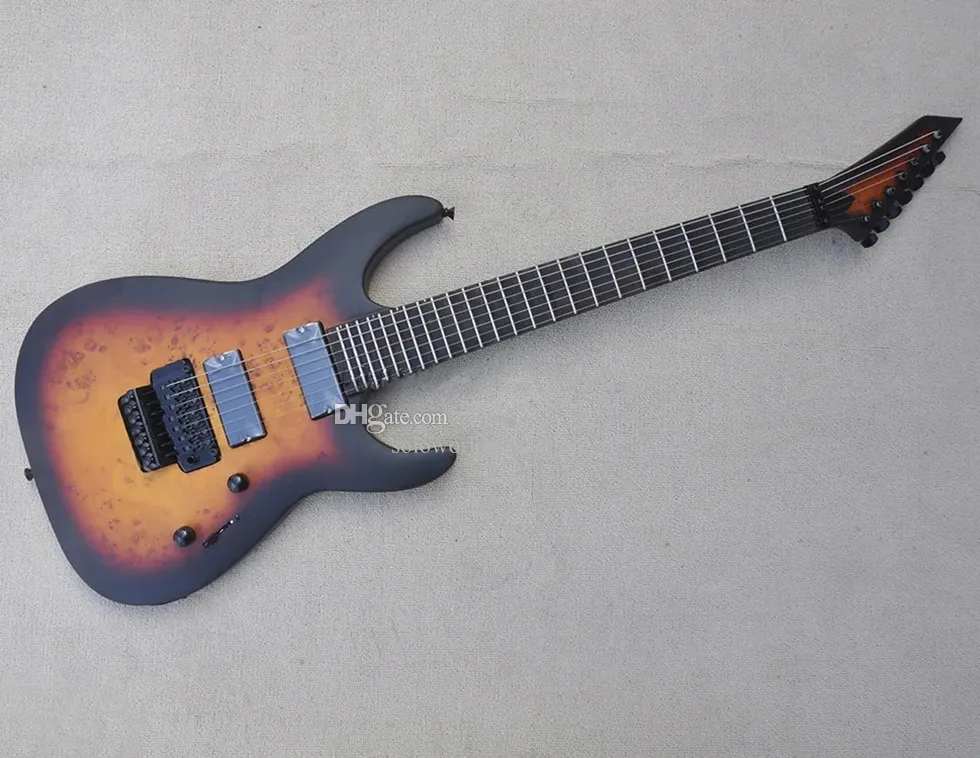 Parpated Fretboard 7 Strings Tobacco Sunburst Electric Electric Gitara z czarnym sprzętem można dostosować