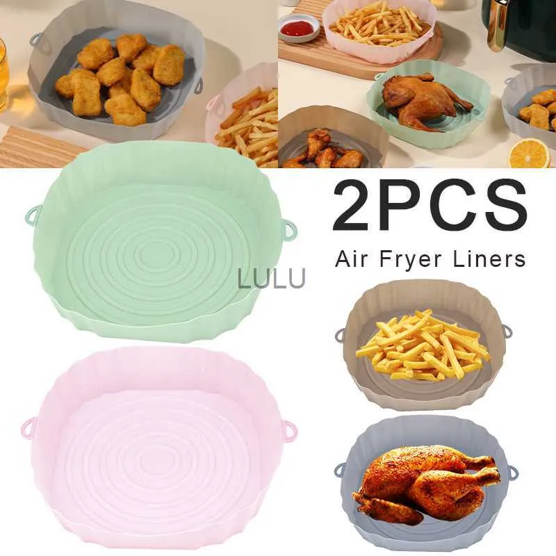 Baking Dish Pan Silicone Oven Air Fryers Baking Basket Liner Pizza Reusable Tray Microwave Kitchen Accessories Bakeware HKD230828