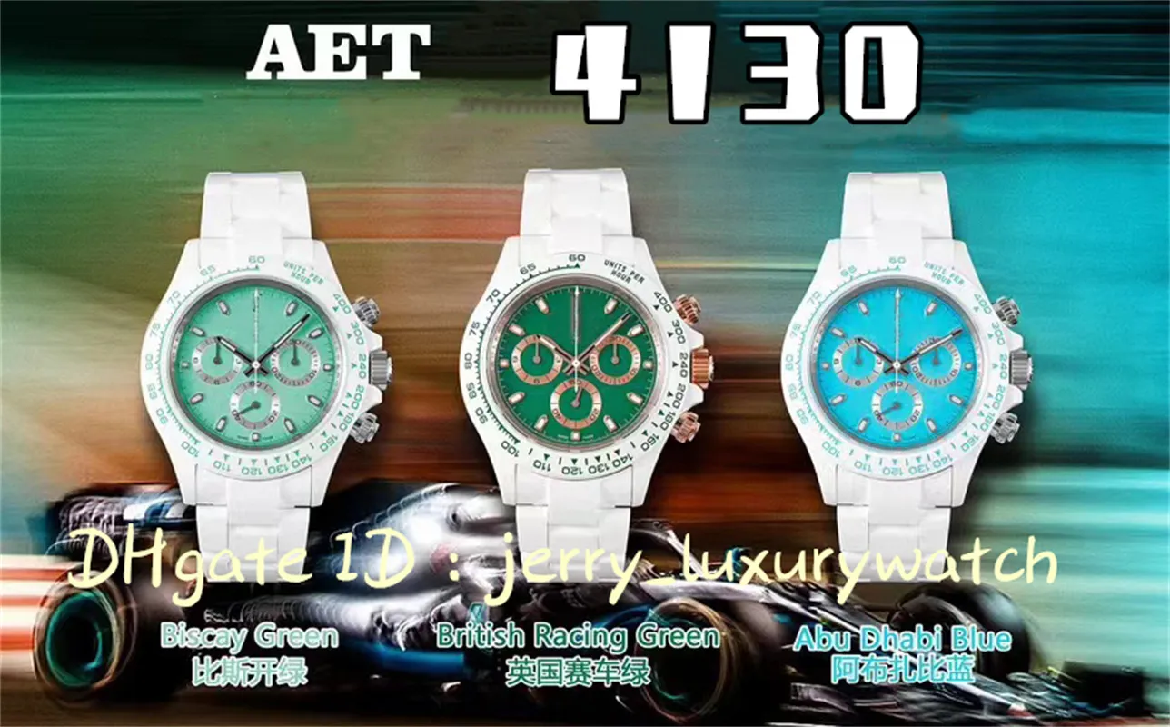 AET Factory White Ceramic Racing Special Edition 4130 Ruch mechaniczny 40 mm luksusowe męskie zegarek Business Casual